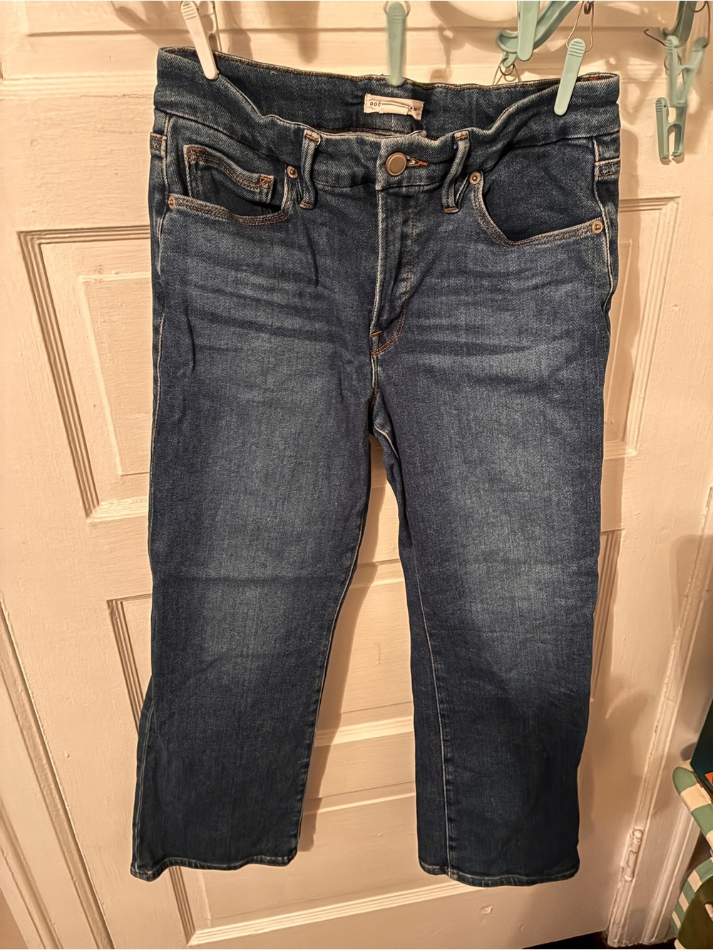 Good American Dark Wash Straight Leg Jeans